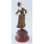 S. OMERTH. "Fanciulla", scultura in bronzo e materiale prezioso. Cm (senza basamento): 24,7x10x7,