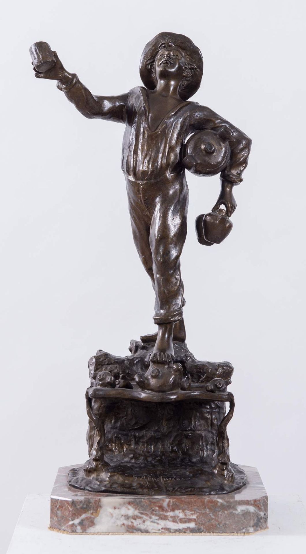 GENNARO ANASTASIO, metà del XX secolo. "Acquaiolo", scultura in bronzo. Cm (senza basamento) 47,