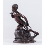 VINCENZO GEMITO (Napoli 1852 – 1929) ), attr. "Pescatore". Scultura in bronzo. Cm 24,5x17,5x14,5.