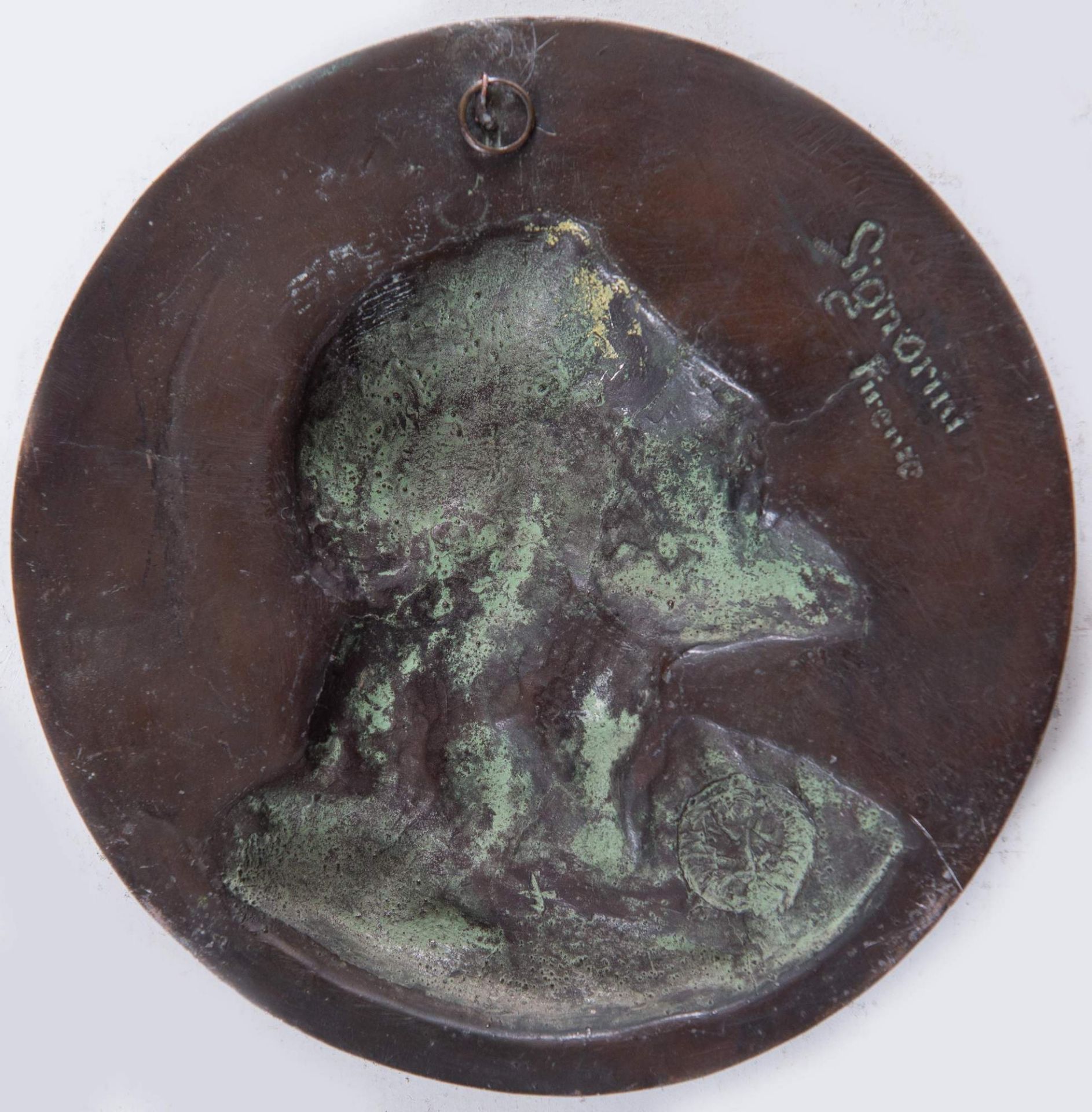 SIGNORINI, Firenze. "Cristo". Bassorilievo in bronzo. Diametro cm 15. Opera firmata al retro - Bild 2 aus 2