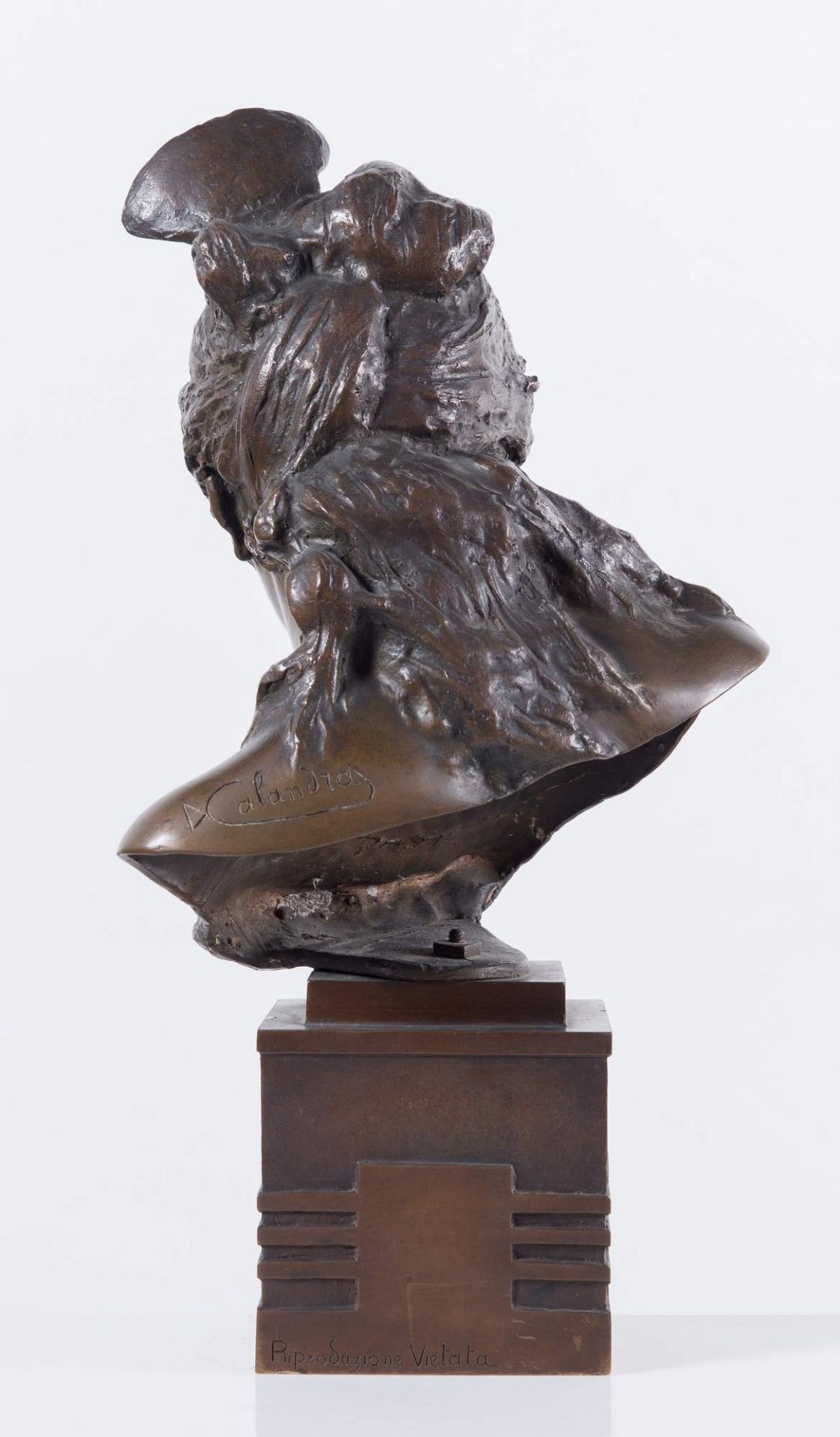 DAVIDE CALANDRA (Torino 1856 - 1915) “Carmen”. Scultura in bronzo. Cm (senza basamento): 28x21x9, - Bild 3 aus 4