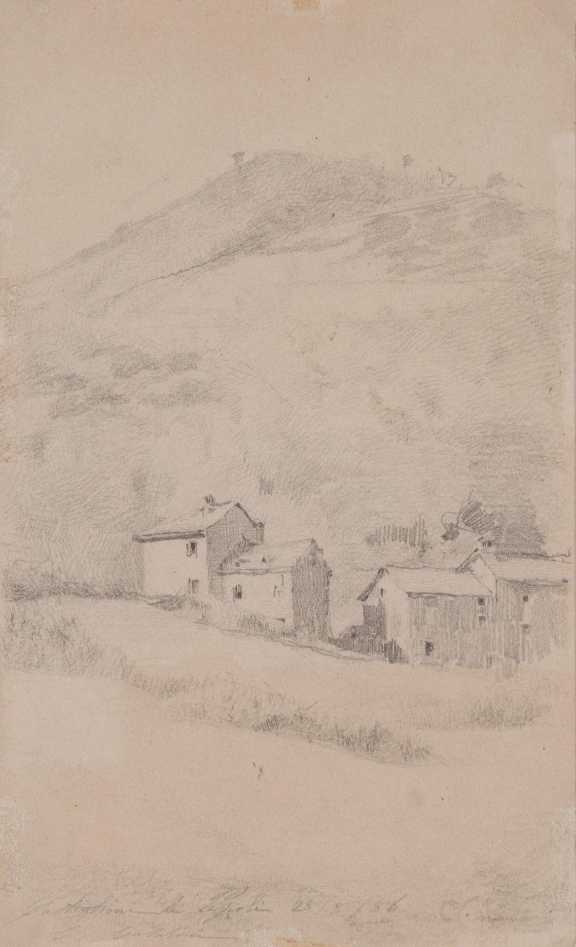 CORIOLANO VIGHI (Firenze 1846 - Bologna 1905), attr. “Castiglione dei Pepoli”. Disegno su carta.