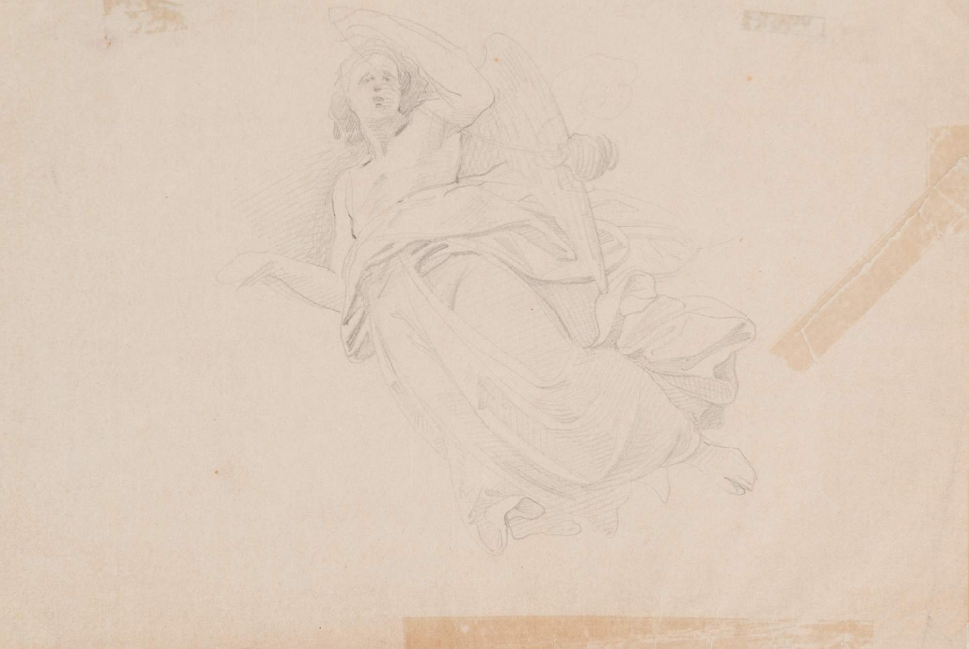 PELAGIO PALAGI (?) (Bologna 1775 - Torino 1860). “Studio per un angelo con turibolo”. Disegno su