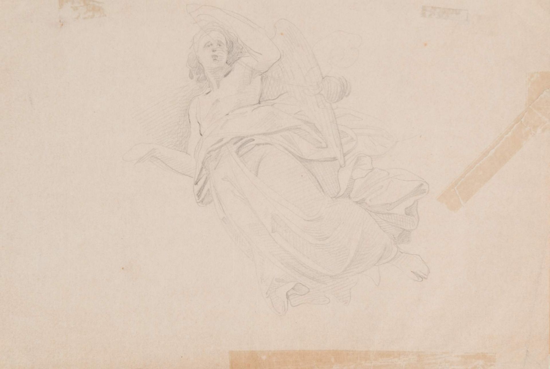 PELAGIO PALAGI (?) (Bologna 1775 - Torino 1860). “Studio per un angelo con turibolo”. Disegno su