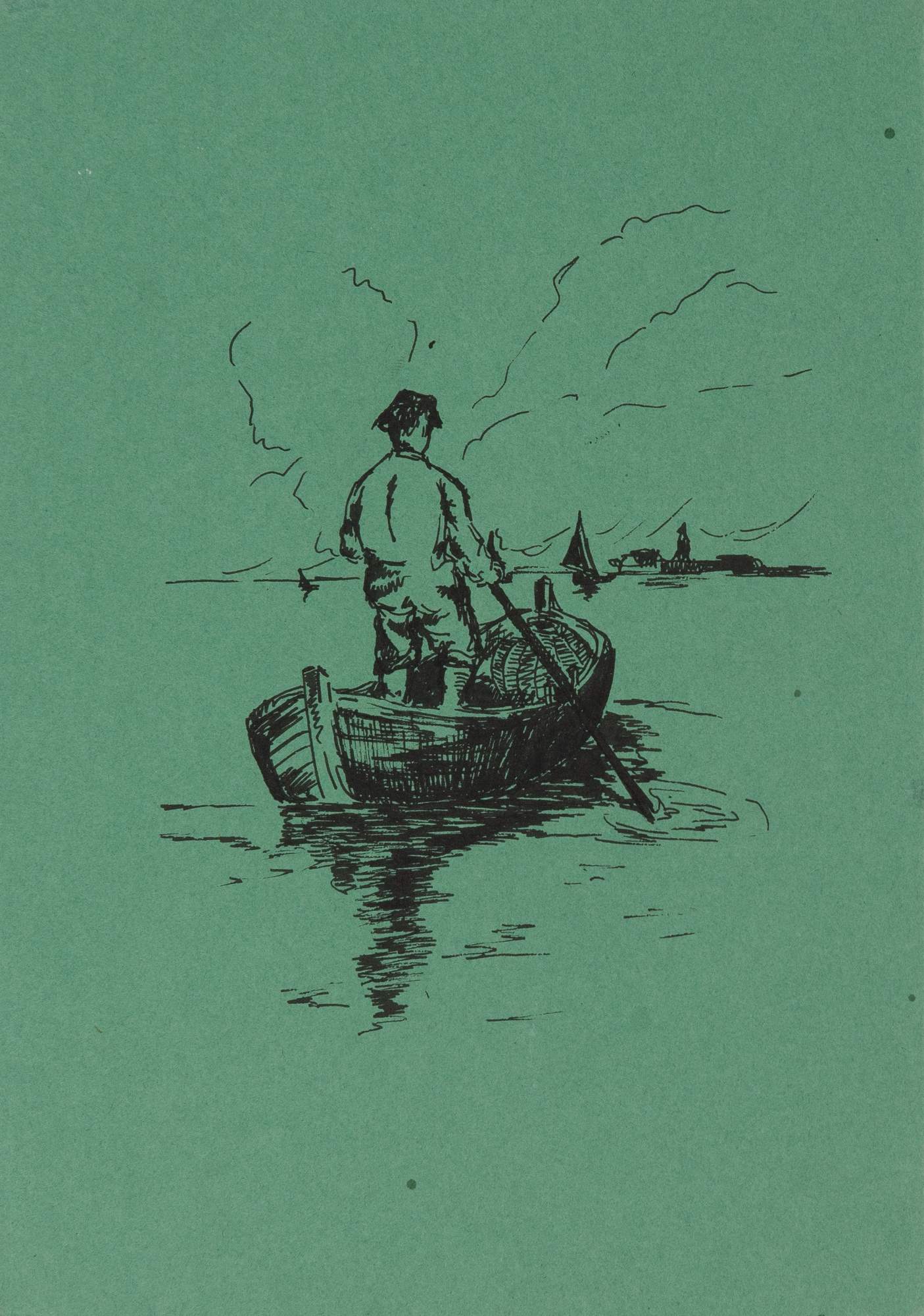 EMANUELE BRUGNOLI (Bologna 1859 - Venezia 1944), attr. "Senza titolo". China su carta verde. Cm