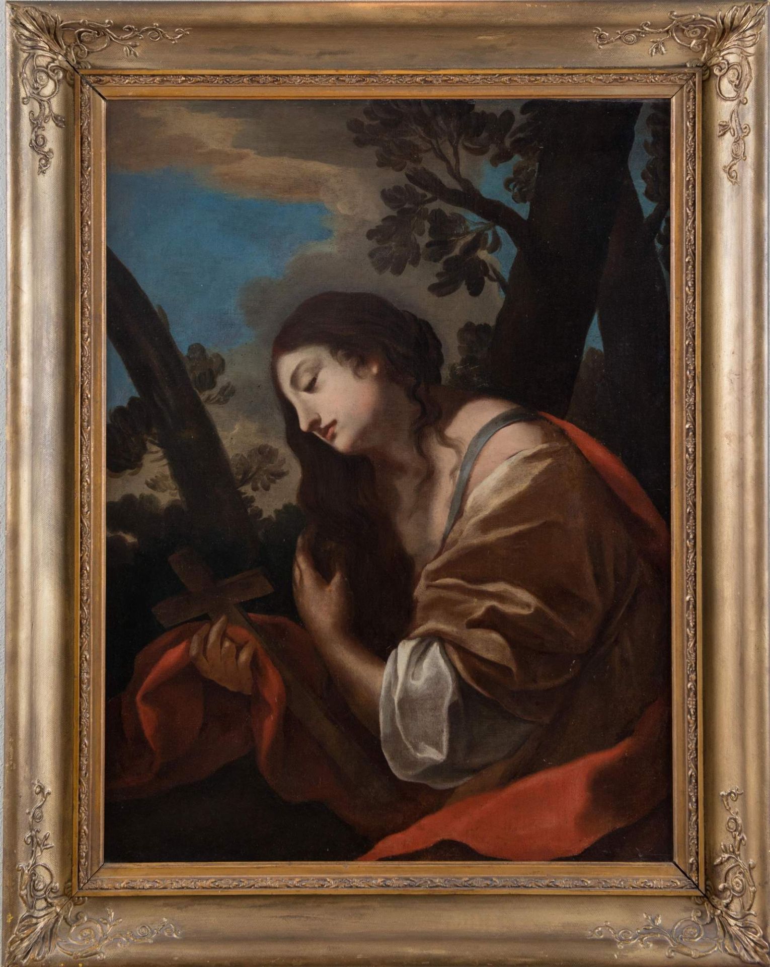 Maestro del XVII secolo. “Maddalena”. Olio su tela. Cm 98x74,5 . - Bild 2 aus 3