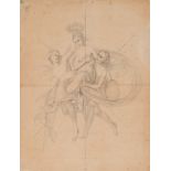 SANTE NUCCI (Bologna 1821 – 1896), attr. “Allegoria per affresco”. Disegno a matita su carta. Cm