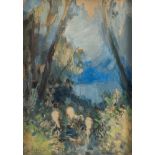 GIUSEPPE SOLENGHI (Milano 1879 - Cernobbio 1944) "Paesaggio". Olio su tavola. Cm 50x36,5. Opera