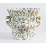 ANGELO MINGHETTI, Bologna, XIX secolo. Importante vaso in ceramica smaltata. Cm 29,5x37x33,5.
