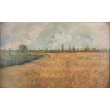 ALESSANDRO LUPO (Torino 1876 - 1953) "Campo di papaveri". Olio su tela. Cm 76x125,5. Opera firmata