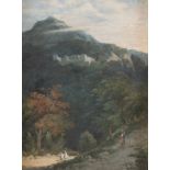 GIUSEPPE TERMANINI (1769-1850), attr. "Paesaggio con montagne". Olio su metallo. Cm 43,5x32.