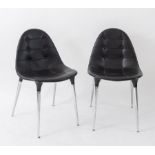 PHILIPPE STARCK Coppia di poltroncine in acciaio cromato, nylon lucido e rivestimento in pelle model