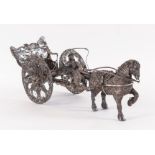 Spagna (probabilmente), fine XIX secolo - inizio XX secolo. Scultura carrozza in argento. Non reca p