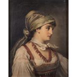 Maestro del XIX secolo "Ritratto di donna". Olio su tela. Cm 56,5x44.