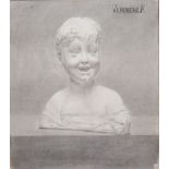 Pittore anonimo del XX secolo "Copia dal vero di un busto all'antica". Disegno su carta. Cm 55x49. O