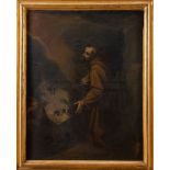 Maestro del XVII secolo. "Santo in preghiera". Olio su tela. Cm 96x75,5. Provenienza: Città del Vati