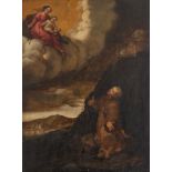 FEDERICO BAROCCI (Urbino 1535 - 1612), attr. "Visione di San Francesco". Olio su tavola. Cm 47x34,5.