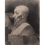 Pittore anonimo del XX secolo "Copia dal vero di un busto all'antica". Disegno su carta. Cm 57x44,5.
