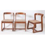 WILLY RIZZO (Attribuito) Sei sedie con struttura in legno e seduta in tessuto. Lievi difetti.