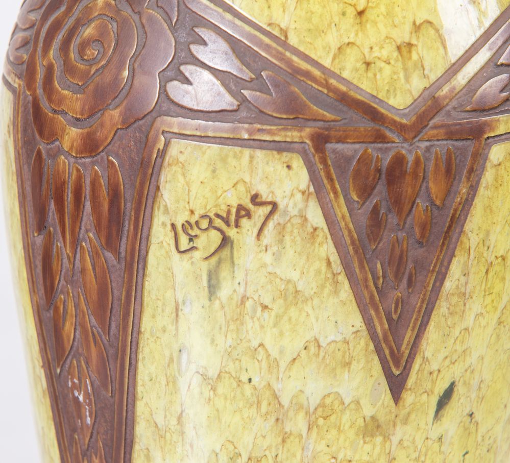 LEGRAS Grande vaso in pasta di vetro soffiato. Marchio originale. Prod. Legras, Francia, 1920 ca. Cm - Image 3 of 3