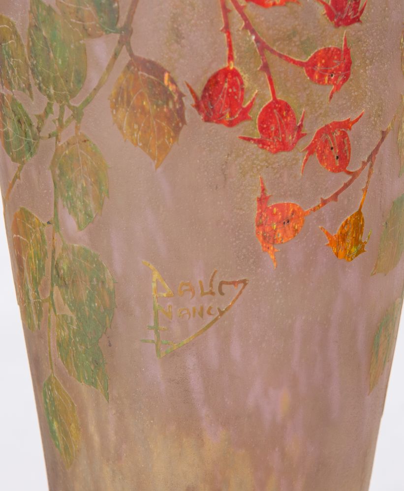 DAUM & NANCY Grande Vaso in vetro soffiato cammeo. Marchio originale. Prod. Daum & Nancy, Francia, - Image 4 of 4