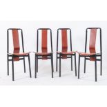 ACHILLE CASTIGLIONI Quattro sedie con struttura in metallo e seduta in pelle modello Irma. Prod.