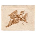 Venetian artist of the XVIII century - Preparatory drawing for frieze with angel