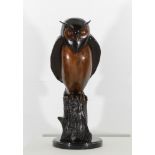 Bronze Bronze sculpture on marble plinth ** the Owl **, unsigned. - size height and width 50 X 25