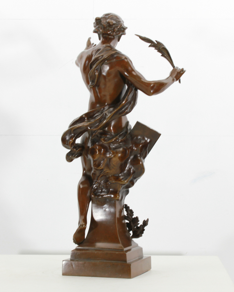 Emile Picault (1833 - 1915) Antique bronze XIX century, brown patina, figure Emile Picault, (1833 - - Image 3 of 10