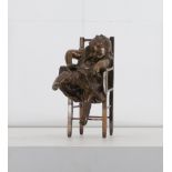 Juan Clara (1875 - 1958) Bronze sculpture signed Juan Clara, ** A child on the chair **. - size