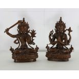 Bronze Pair of bronze Buddhas from Tibet. Very good quality. - size height and width 23 X 18 X 8 cm