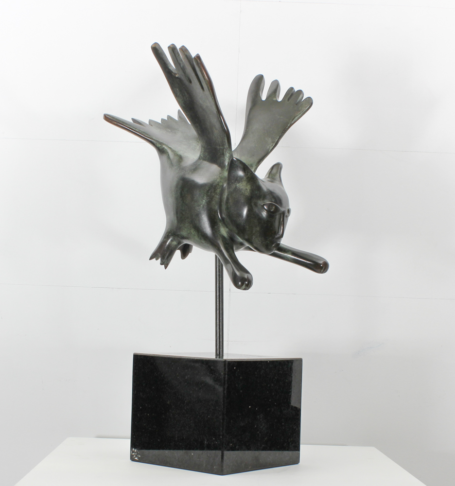 Guillaume Corneille van Beverloo (1922 - 2010) Bronze statue signed Guillaume Corneille, ** Cat bird - Image 2 of 10