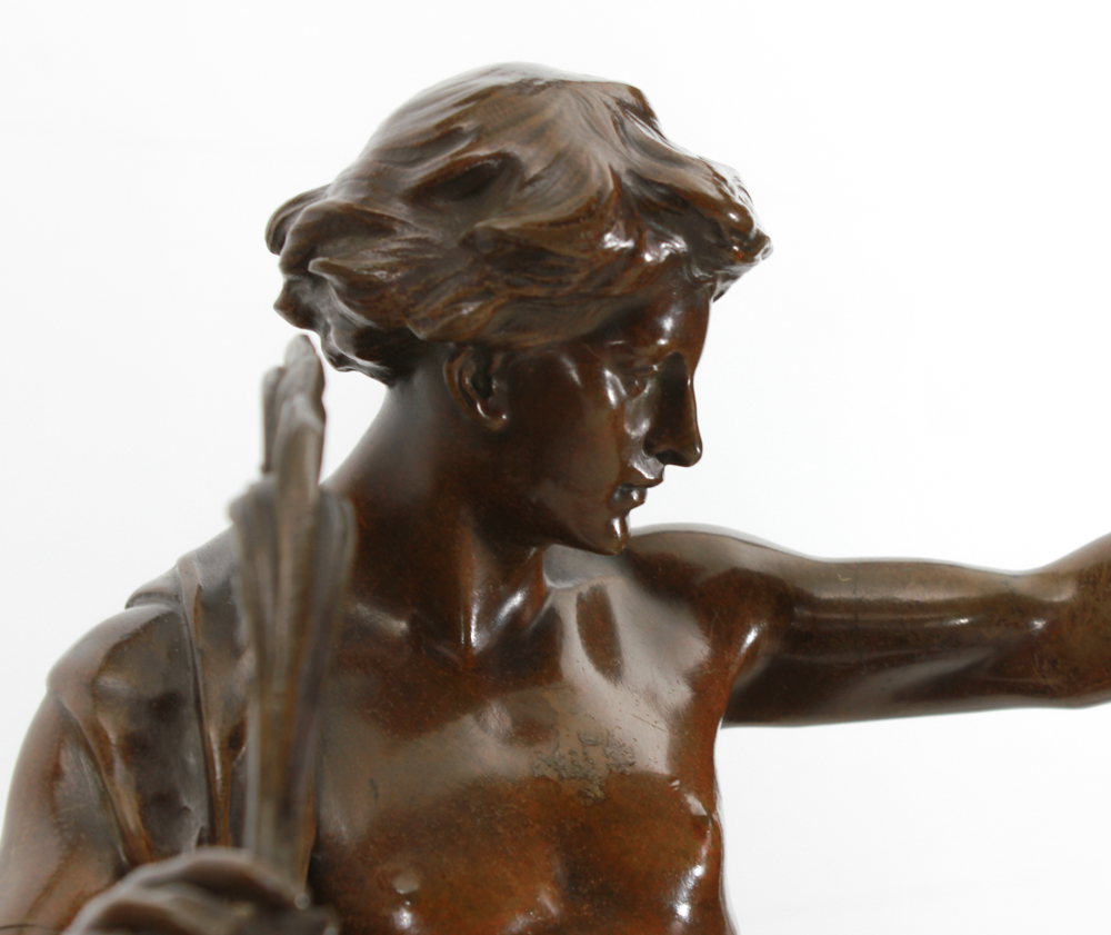 Emile Picault (1833 - 1915) Antique bronze XIX century, brown patina, figure Emile Picault, (1833 - - Image 5 of 10