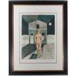 Paul Delvaux (1897 - 1994) Colored lithograph signed Paul Delvaux, ** La Voyante **, numbered 63/