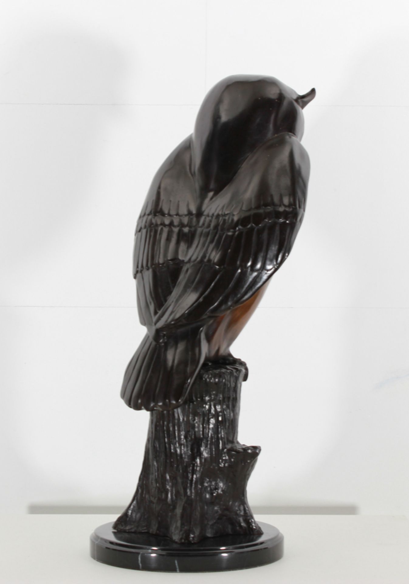 Bronze Bronze sculpture on marble plinth ** the Owl **, unsigned. - size height and width 50 X 25 - Bild 3 aus 8