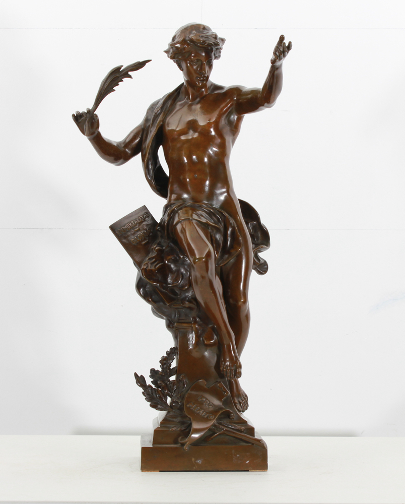 Emile Picault (1833 - 1915) Antique bronze XIX century, brown patina, figure Emile Picault, (1833 -