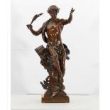 Emile Picault (1833 - 1915) Antique bronze XIX century, brown patina, figure Emile Picault, (1833 -