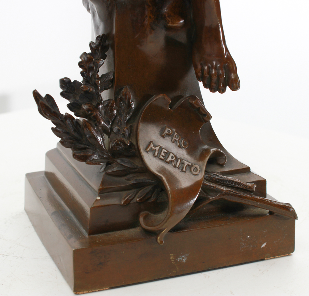 Emile Picault (1833 - 1915) Antique bronze XIX century, brown patina, figure Emile Picault, (1833 - - Image 6 of 10