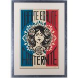 Obey (Shepard Fairy) Offset lithograph signed Obey, ** Liberty, Equality and Fraternity **. - size