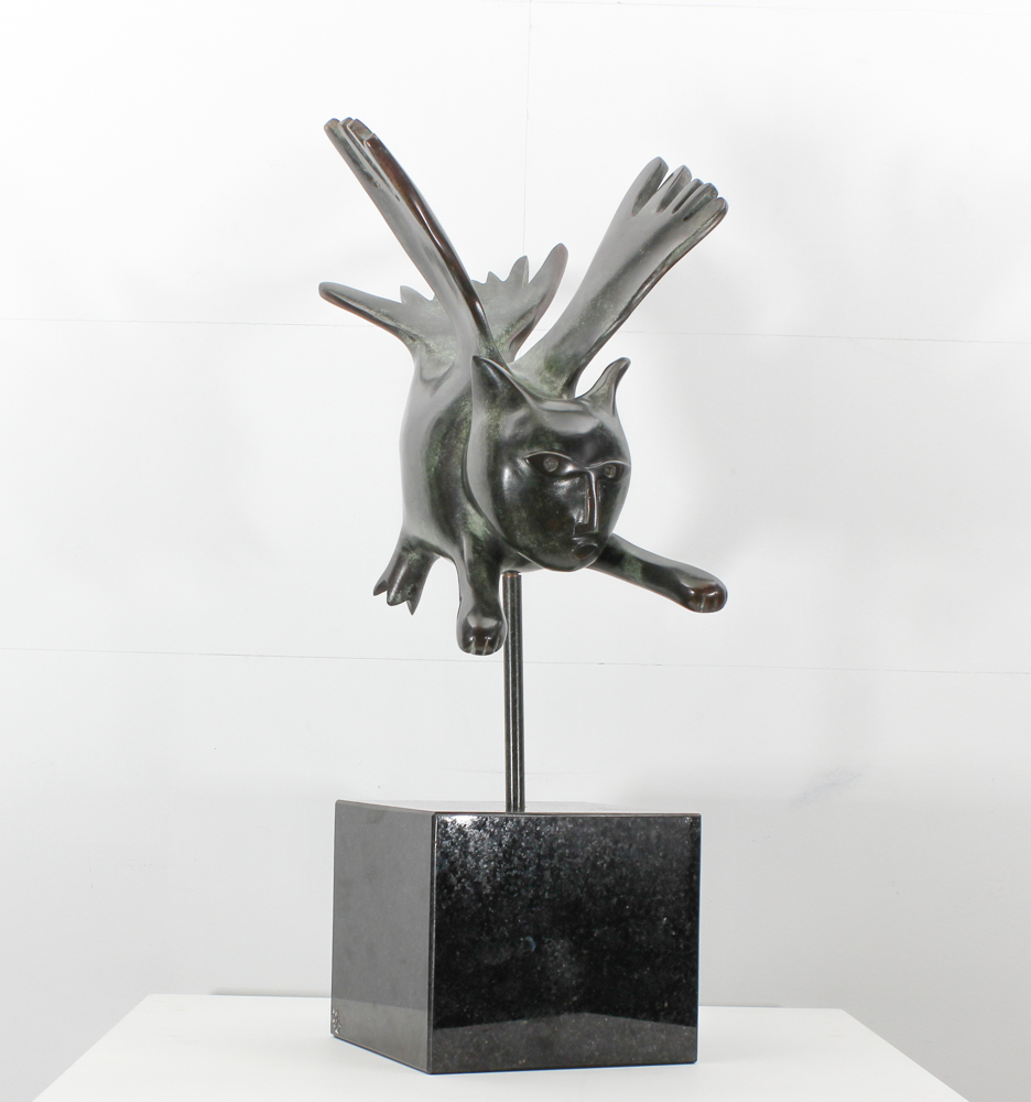 Guillaume Corneille van Beverloo (1922 - 2010) Bronze statue signed Guillaume Corneille, ** Cat bird - Image 3 of 10