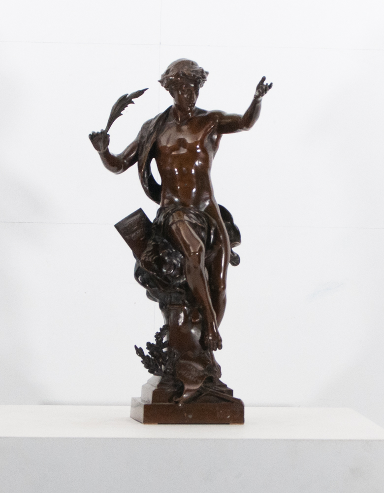 Emile Picault (1833 - 1915) Antique bronze XIX century, brown patina, figure Emile Picault, (1833 - - Image 10 of 10