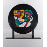 Karel Appel (1921 - 2006) Sculpture in ceramic painted and gert. Karel Appel, 1976, gene: HC, with