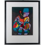 Karel Appel (1921 - 2006) Woodcut signed Karel Appel, ** The Donkey too peaceful for cruel