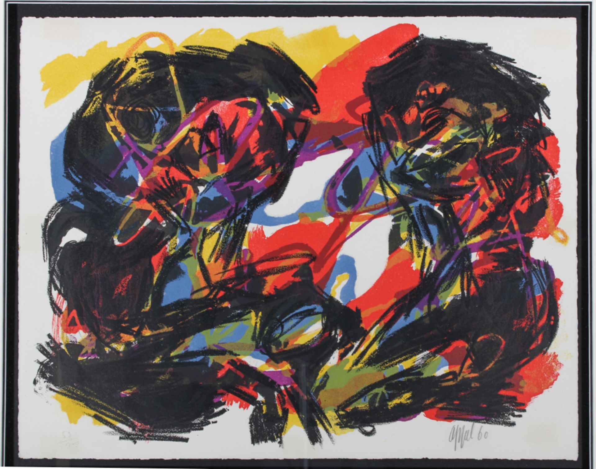 Karel Appel (1921 - 2006) Old lithograph by Karel Appel, ** Cobra composition **, No. 59/200. - size - Bild 2 aus 4