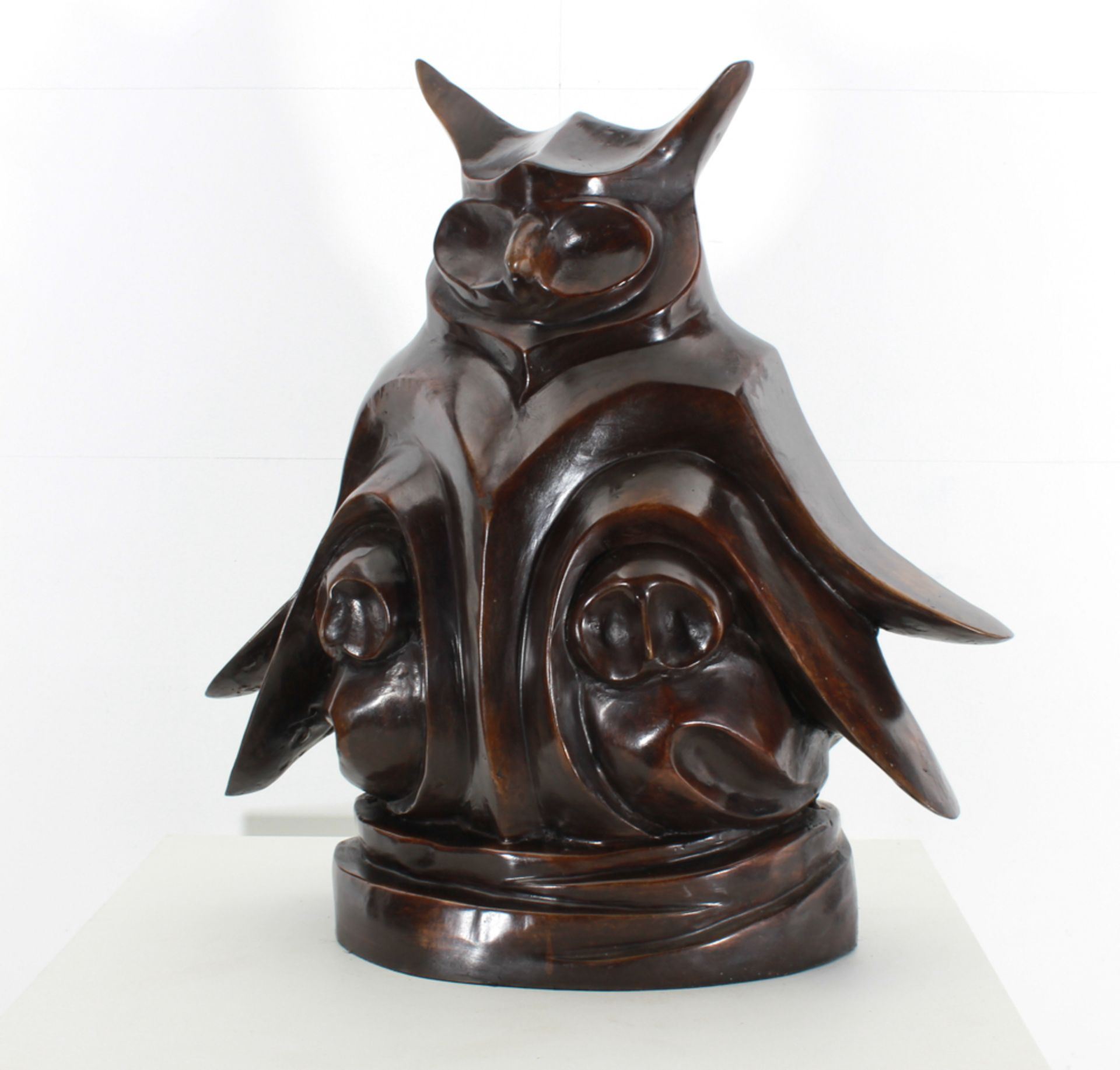 Bronze Bronze alloy sculpture after a design by the Amsterdam School, ** Owl **. - size height and - Bild 4 aus 7
