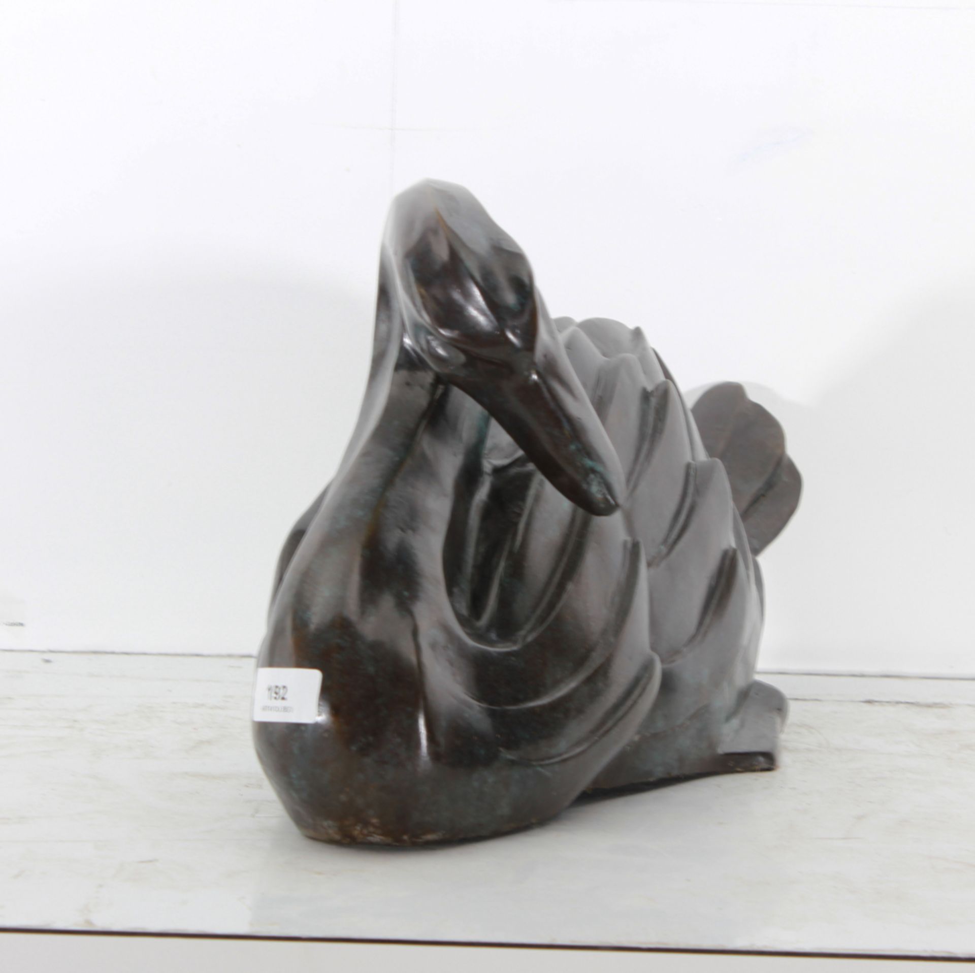 Bronze Sculpture in bronze, ** Swan **, in Art Deco style. - size height and width 34 X 32 X 65 cm - Bild 2 aus 4