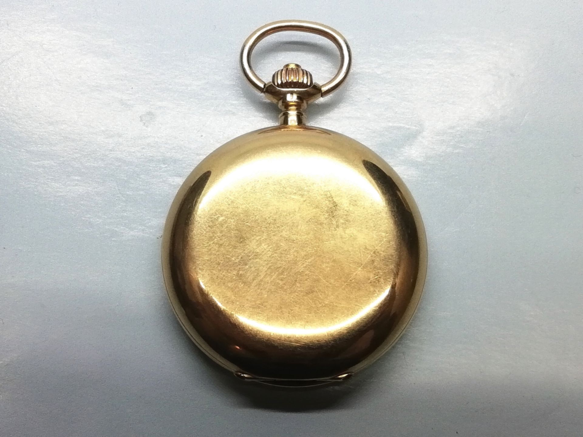 Goldene Taschenuhr mit Vollkalender, um 1900 - Bild 2 aus 2