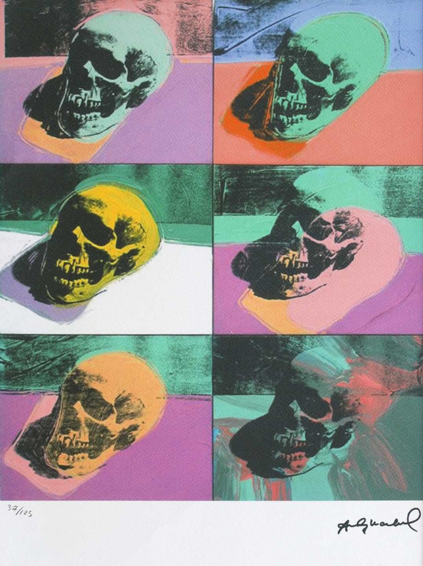 Andy Warhol, SkullAndy Warhol, Skull, chromolithography, 40 × 33,5 cm, signed bottom right, un