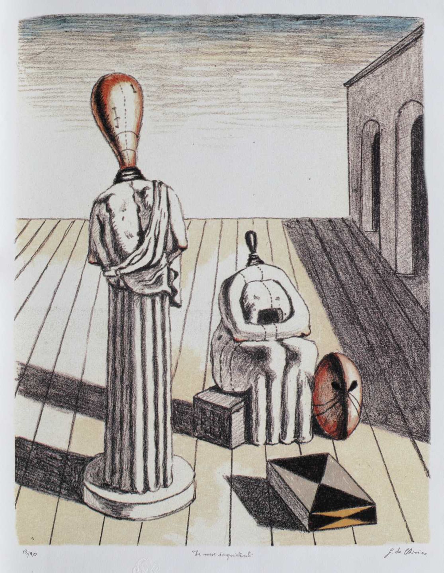 Giorgio de Chirico, The Worried MuseGiorgio de Chirico, The Worried Muse, chromolithography, 57