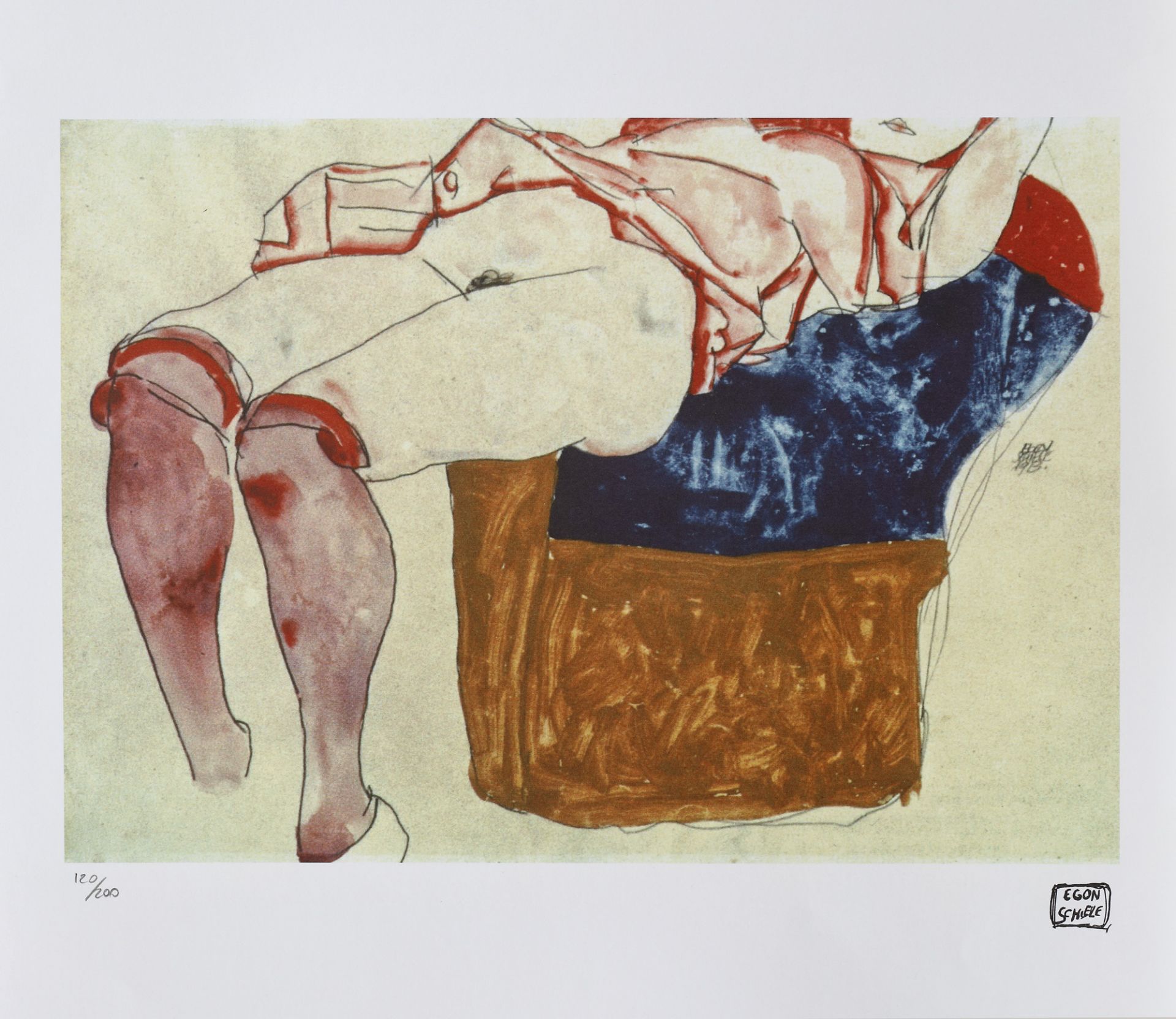 Egon Schiele, EroticEgon Schiele, Erotic, chromolithography, 30 × 42 cm, signed bottom right,